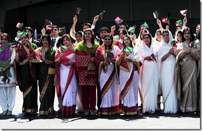 Local worshippers welcome the holy visitor.