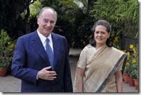 H.H. the Aga Khan meets with the Chairperson of the ruling United Progressive Alliance, Mrs Sonia Gandhi.