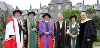 Professor Jim Walsh, Deputy President, NUI Maynooth; Dr Garet FitzGerald, NUI Chancellor, His Highness the Aga Khan; Professor John Hughes, President, NUI Maynooth; Dr Attracta Halpin, Registrar, NUI; Dr David Redmond, Registrar, NUI Maynooth. 