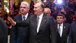 The Aga Khan was greeted by a crowd of thousands as he arrived at the Pan Pacific Hotel in Vancouver on Monday night. CBC