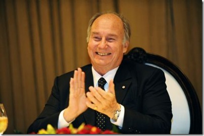 Mawlana Hazar Imam applauds during the Jamati institutional dinner held in Vancouver. Photo Zahur Ramji 