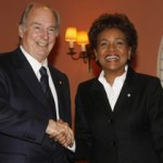 Her Excellency the Right Honourable Michelle Jean, Governor General of Canada, officially welcomes His Highness the Aga Khan, Imam - spiritual leader - of the Shia Ismaili Muslims and Founder and Chairman of the Aga Khan Development Network at Rideau Hall in Ottawa, November 19, 2008 CREDIT Jean Levac for Ottawa Citizen