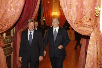 Bernard Kouchner, Minister of Foreign Affairs, accompanied by His Highness Prince Aga Khan