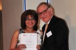 Zubeida Suleman receives her Lifelong Learning certificate from Keith Mackrell, Governor and Honorary Fellow of the LSE