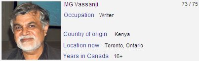 Vote for Top 25 Immigrants MG Vassanji