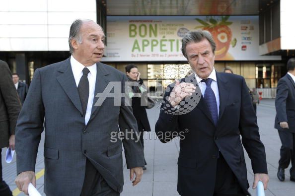 French Foreign Minister Bernard Kouchner and His Highness the Aga Khan on March 4 2010 in Paris during The Marketplace on Innovative Financial Solutions for Development BERTRAND GUAY-AFP-Getty Images