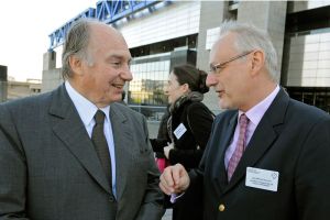 His Highness the Aga Khan with Jean-Michel Severin - Marketplace on Innovative Financial Solutions for Development in Paris on 4 March 2010 - Photo AKDN Gary Otte