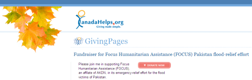 Toronto youth mobilize in support of Focus Humanitarian Assistance (FOCUS) emergency-relief effort for the flood victims of Pakistan