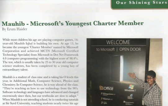 Mauhib - Microsoft's Youngest Charter Member | Ismaili Pakistan Magazine