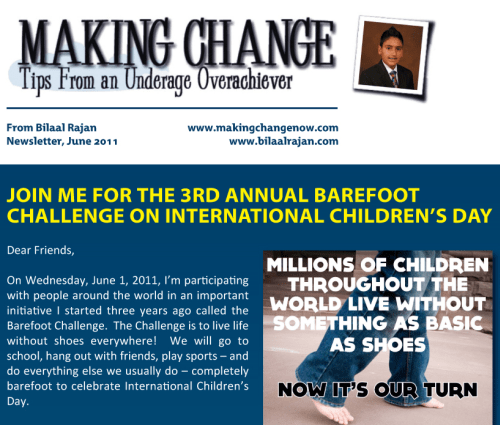 Join Bilaal Rajan for 3rd Annual Barefoot Challenge on International Children's Day