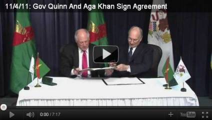 Illinois State Governor and His Highness the Aga Khan Sign Agreement