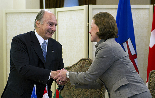 Photographs: Alberta Premier Alison Redford and His Highness the Aga Khan sign an Agreement of Cooperation