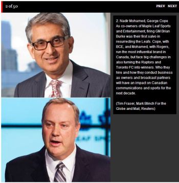 Nadir Mohamed named #2 on Globe & Mail's Power 50 influencers of sport in Canada Nadir Mohamed Maple Leaf Sports