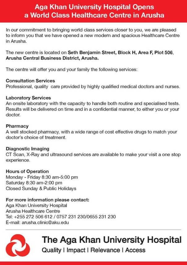 Aga Khan University Opens Modern Health Centre In Arusha Aga Khan University Opens Modern Health Centre In Arusha