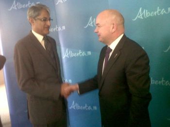 Malik Talib, president of the Aga Khan Council for Canada: Alberta Health Minister Fred Horne announces new supportive living spaces for seniors in Calgary Malik Talib, president of the Aga Khan Council for Canada and Alberta Health Minister Fred Horne celebrate the next phase of the Multi-Generational Housing and Community Centre that will be used for supportive living for seniors.