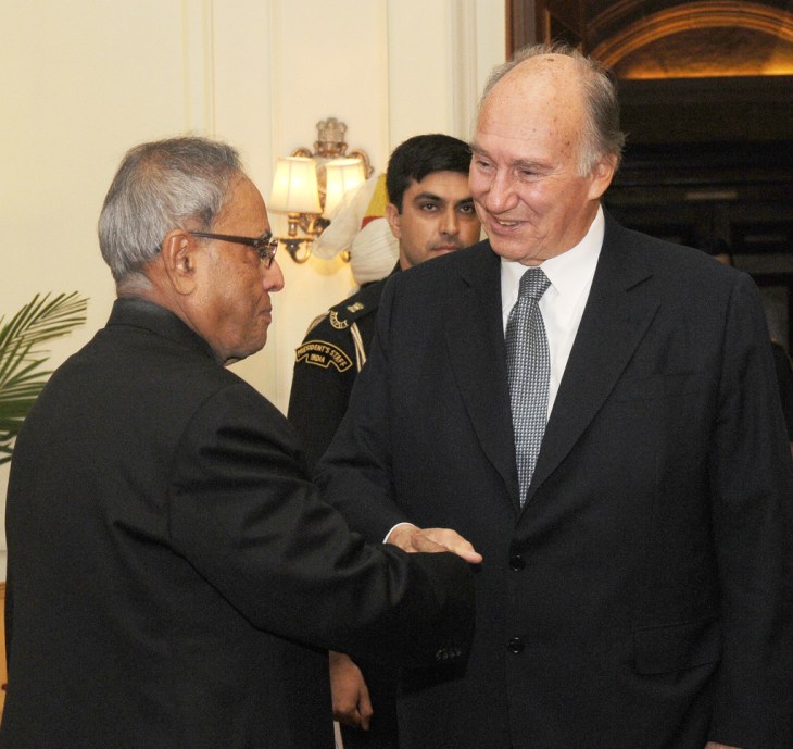 The President, Shri Pranab Mukherjee Khurshid meeting with the Prince Karim Aga Khan, in New Delhi 