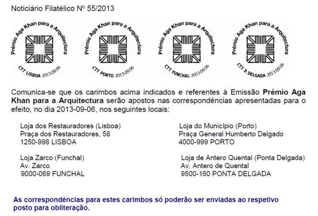 Stamp 1st Day: Aga Khan Award for Architecture 2013 in Portugal