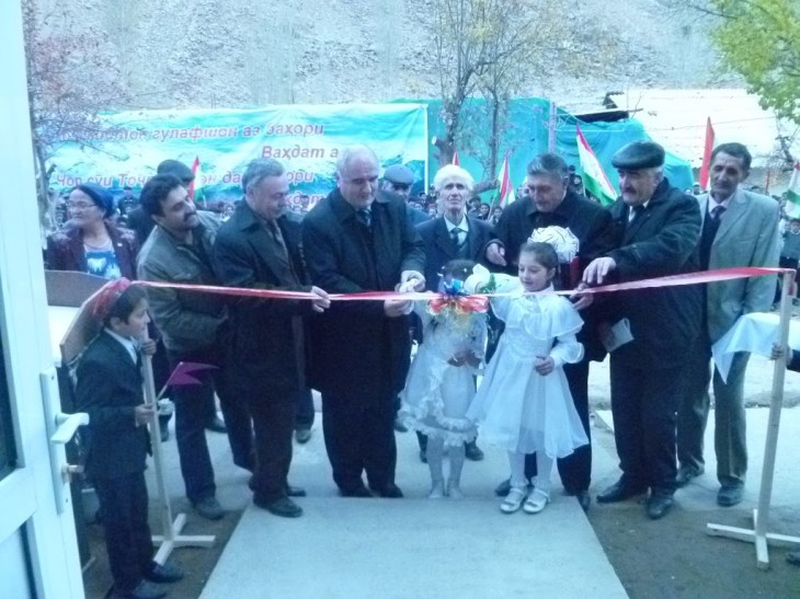 Khidorjev, November 13, 2012. Official opening of the Khidorjev ECDC (ribbon cutting). many parents, teachers, elder students, guests and representatives from the GBAO/Regional and Roshtqala District Government participated in this ceremony.
