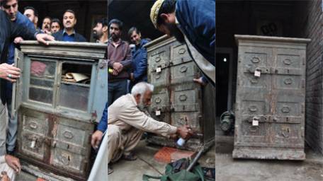 Ancient cupboard excavated from Wazir Khan Mosque