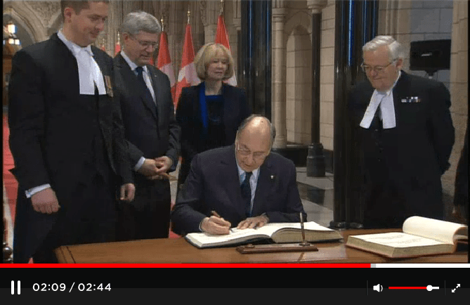 His Highness Prince Karim Aga Khan welcomed to the Canadian Parliament by Prime Minister Harper and his wife, Laureen
