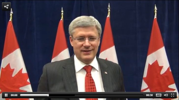 Video invitation from the PM Harper to His Highness the Aga Khan
