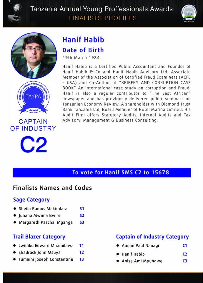 Hanif Habib receives Tanzania Annual Young Professionals Award Hanif Habib receives Tanzania Annual Young Professionals Award