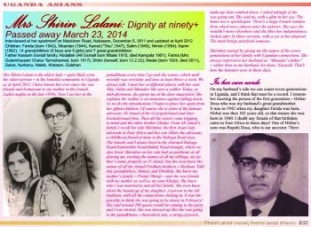 Mrs Shirinkhanu Nazarali Lalani passes away: Oldest member of the Uganda Asian Community