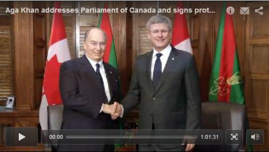 TheIsmaili.org VIDEO: Mawlana Hazar Imam visits the Parliament of Canada; signs protocol with Prime Minister