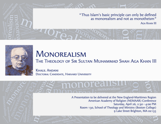 Event - Monorealism: The Theology of Sir Sultan Muhammad Shah Aga Khan III by Khalil Andani