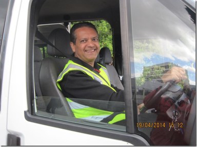Volunteer Amin Mawji on duty as shuttle driver (Amin Mawji, President, Ismaili council for UK) — photo SJ PB Blog (copyright). Click to view more.