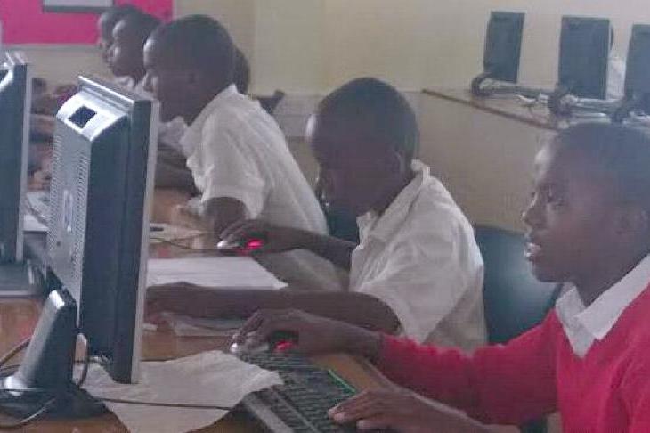 Aga Khan Academy Mombasa Students Teaching Computer at Mombasa Children’s Home