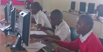 Aga Khan Academy Mombasa Students Teaching Computer at Mombasa Children’s Home