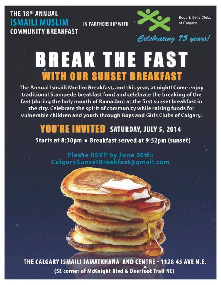 Break the Fast: 18th Annual Ismaili Muslim Community Breakfast at Sunset!