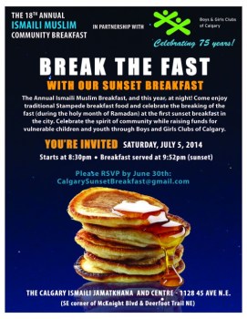 1,001 ways to celebrate the Stampede: The Ismaili Muslim Community Sunset Breakfast | Calgary Stampede Blog