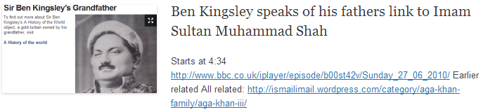 Ben Kingsley speaks of his fathers link to Imam Sultan Muhammad Shah