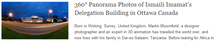 360° Panorama Photos of Ismaili Imamat’s Delegation Building in Ottawa Canada