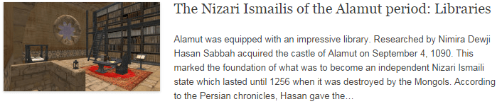 The Nizari Ismailis of the Alamut period: Libraries The Nizari Ismailis of the Alamut period: Libraries