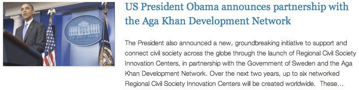 CGI - US President Obama announces partnership with the Aga Khan Development Network