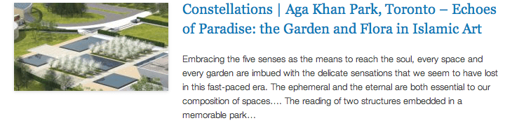 Constellations - Aga Khan Park, Toronto – Echoes of Paradise - the Garden and Flora in Islamic Art