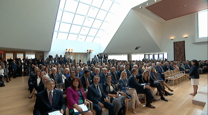 At the Ismaili Centre, Toronto Inauguration - Canadian Senator Mubina Jaffer, 4th from left with her husband and other dignitaries.