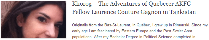 The Adventures of Quebecer AKFC Fellow Laurence Couture Gagnon in Tajikistan