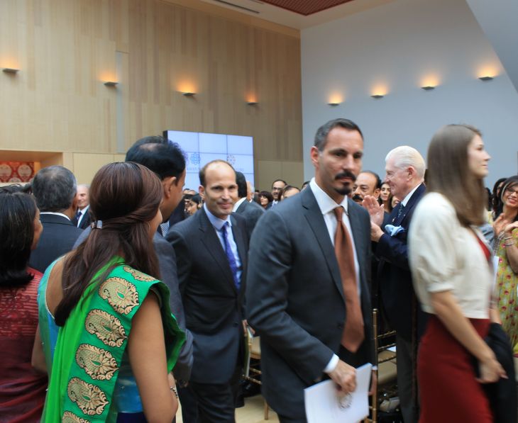 Prince Rahim with Princess Salwa, and Prince Hussain, departing after Ismaili Centre, Toronto was declared open. [Image © Ismailimail/AM]