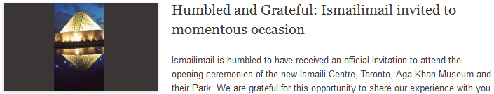 Humbled and Grateful: Ismailimail invited to momentous occasion