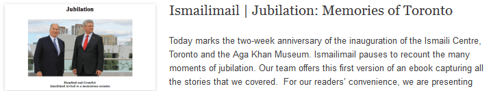 Ismailimail | Jubilation: Memories of Toronto