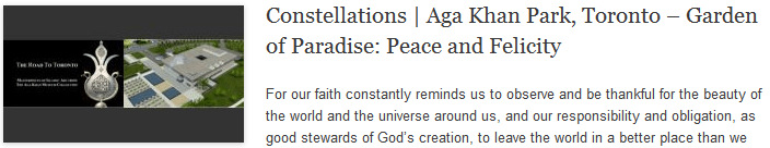 Constellations | Aga Khan Park, Toronto – Garden of Paradise: Peace and Felicity