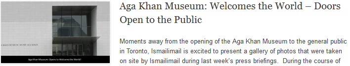 Aga Khan Museum: Welcomes the World – Doors Open to the Public