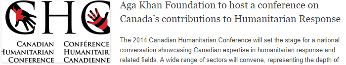 Aga Khan Foundation to host a conference on Canada’s contributions to Humanitarian Response Aga Khan Foundation to host a conference on Canada’s contributions to Humanitarian Response