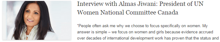 Interview with Almas Jiwani: President of UN Women National Committee Canada