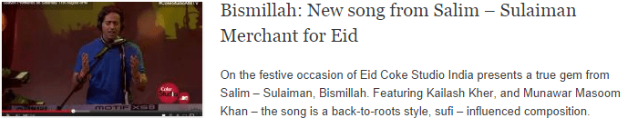 Bismillah: New song from Salim – Sulaiman Merchant for Eid