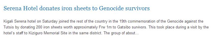 Serena Hotel donates iron sheets to Genocide survivors